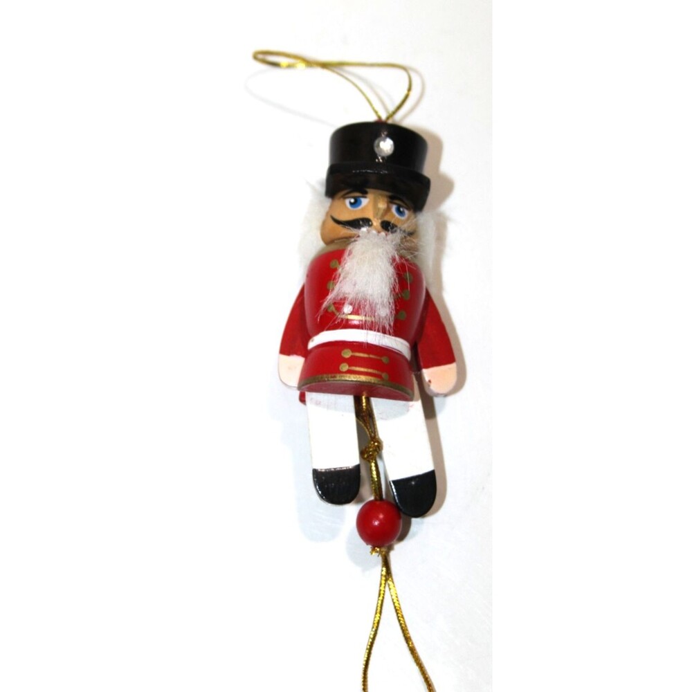 Vintage Wooden Nutcracker Articulated Wooden Pull String Toy Christmas Ornament - Picture 2 of 8